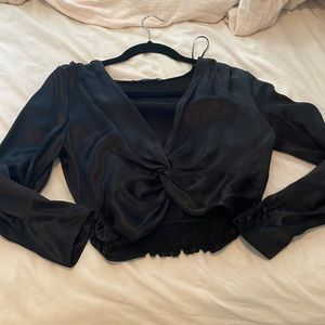 Zara black silky twist top